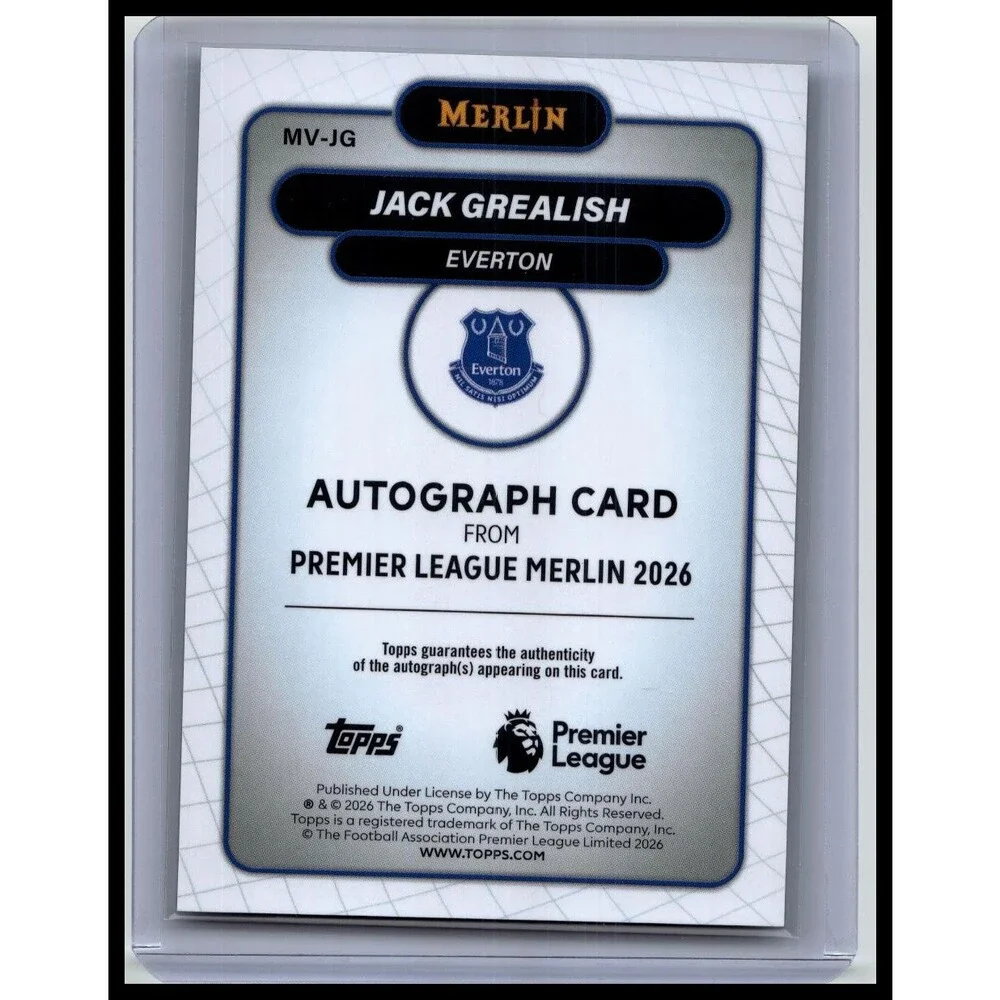 2026 Merlin Premier League Jack Grealish #MV-JG Everton Auto Green Refractor